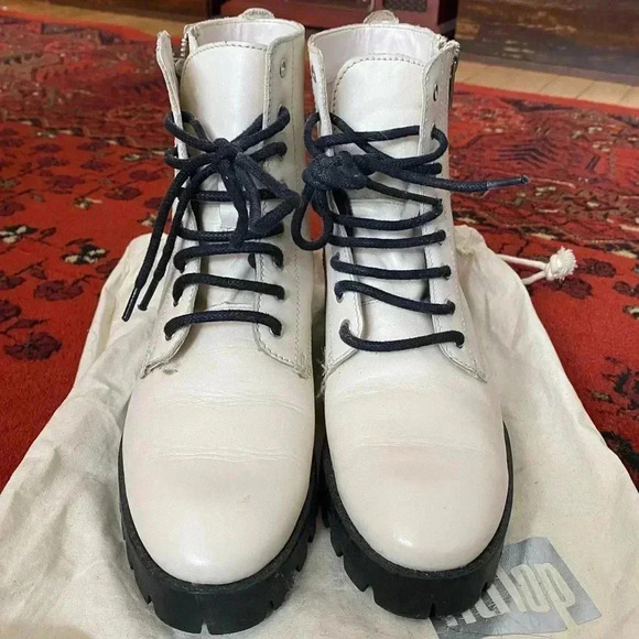 Mango White Combat Boots EU 39 (US Women’s 8.5) - Excellent Condition - Picture 1 of 8